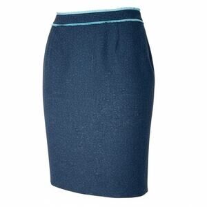 Tristan & Iseut blue wool blend straight pencil skirts size 14 B182